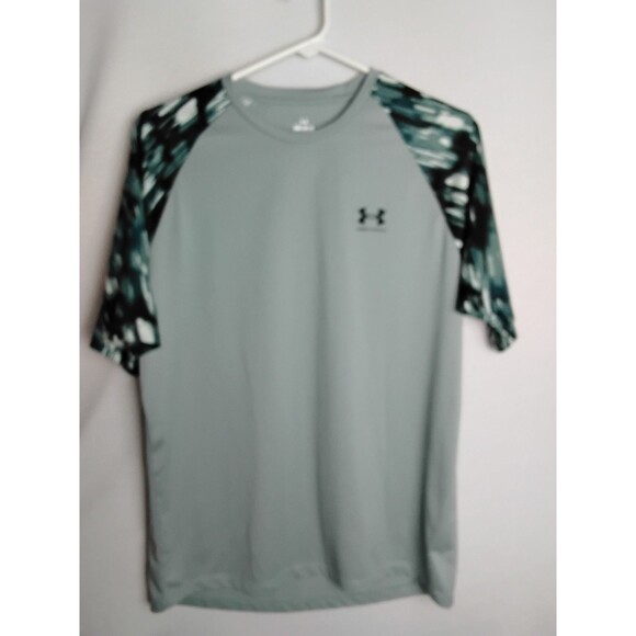 Men's Medium Under Armour  UA Tech 2.0 printed short sleeve gray blue and white - Picture 6 of 6